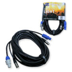 2x PD Connex CX06-10 Combi Locking Power and 3-Pin DMX Cable – 10m