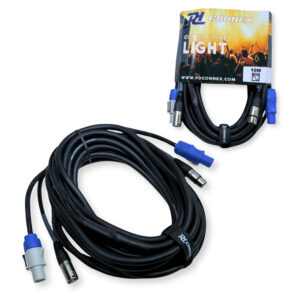 4x PD Connex CX06-10 Combi Locking Power and 3-Pin DMX Cable – 10m