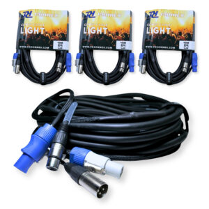 2x PD Connex CX06-15 Combi Locking Power and 3-Pin DMX Cable – 15m