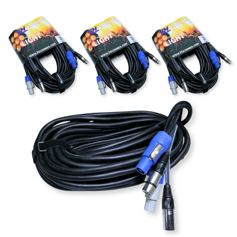 4x PD Connex CX06-15 Combi Locking Power and 3-Pin DMX Cable – 15m 4x PD Connex CX06-15 Combi Locking Power and 3-Pin DMX Cable – 15m