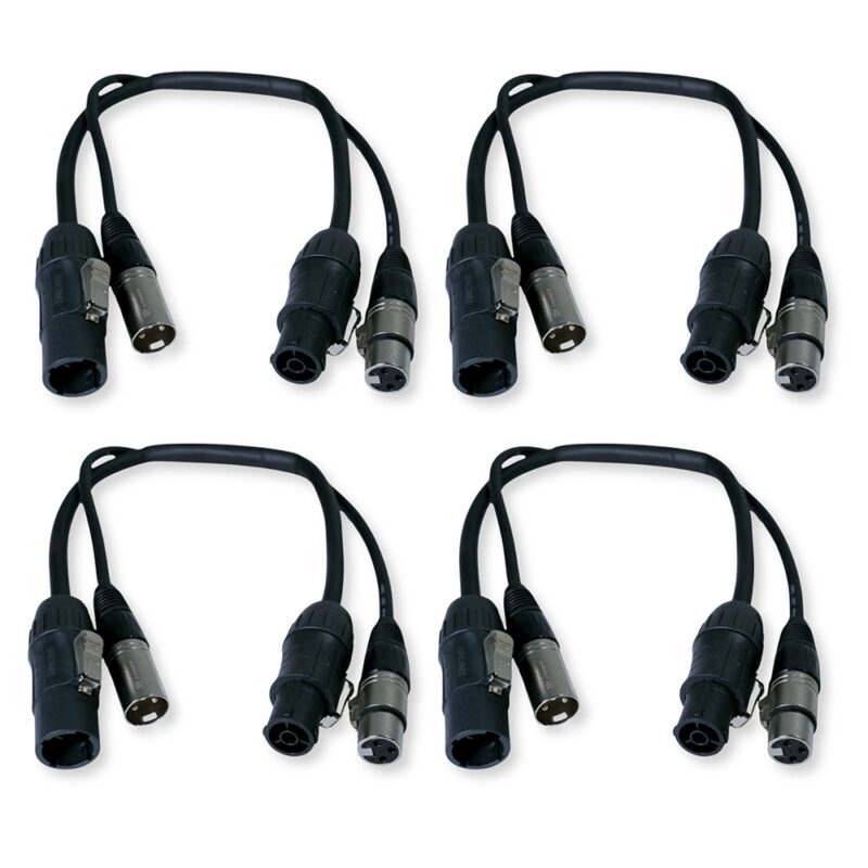 4x PD Connex CX07-0.50 Combi TR Power and 3-Pin DMX Cable – 0.5m