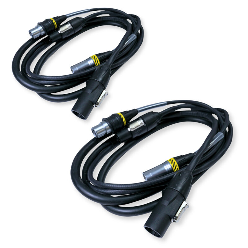 2x PD Connex CX07-2 Combi Locking Power TR and 3-Pin DMX Cable – 2m
