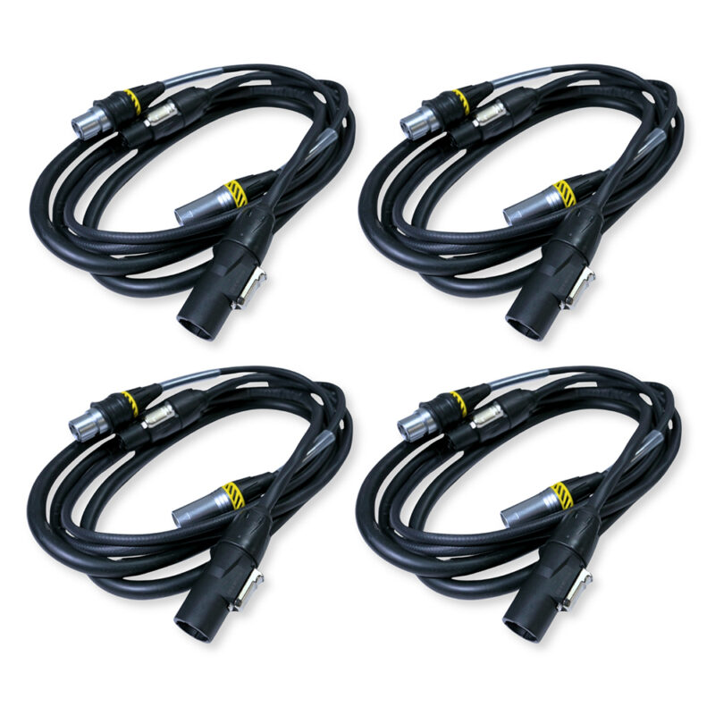4x PD Connex CX07-2 Combi Locking Power TR and 3-Pin DMX Cable – 2m
