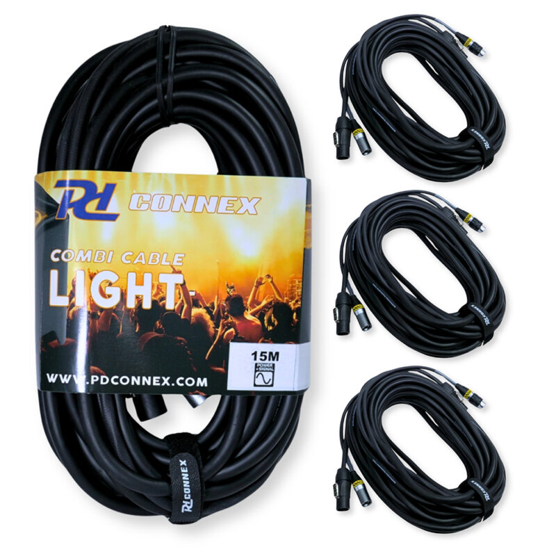 4x PD Connex CX07-15 Combi Locking Power TR and 3-Pin DMX Cable – 15m 4x PD Connex CX07-15 Combi Locking Power TR and 3-Pin DMX Cable – 15m
