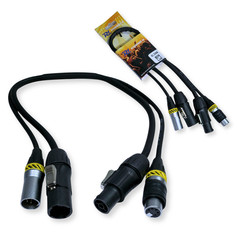 2x PD Connex CX13-0.50 Combi TR Power and 5-Pin DMX Cable – 0.5m