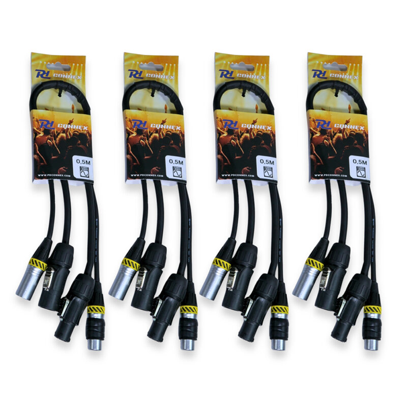 4x PD Connex CX13-0.50 Combi TR Power and 5-Pin DMX Cable – 0.5m