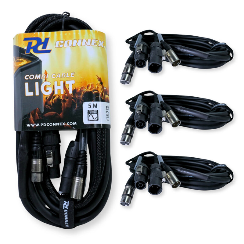 4x PD Connex CX13-5 Combi Locking Power TR and 5-Pin DMX Cable – 5m 4x PD Connex CX13-5 Combi Locking Power TR and 5-Pin DMX Cable – 5m