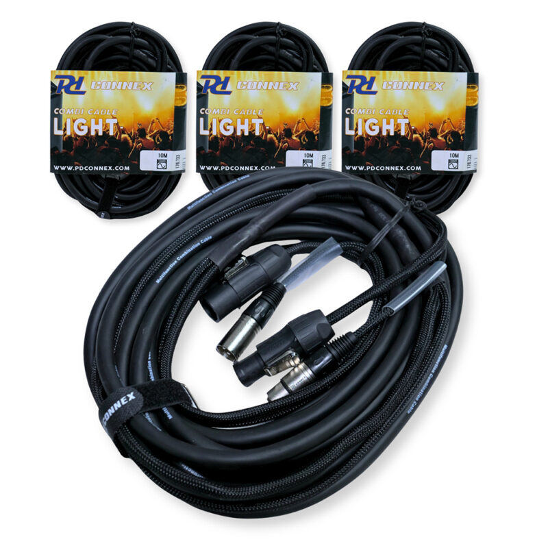 4x PD Connex CX13-10 Combi Locking Power TR and 5-Pin DMX Cable – 10m 4x PD Connex CX13-10 Combi Locking Power TR and 5-Pin DMX Cable – 10m