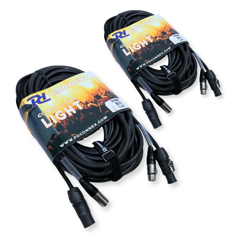 2x PD Connex CX13-15 Combi Locking Power TR and 5-Pin DMX Cable – 15m 2x PD Connex CX13-15 Combi Locking Power TR and 5-Pin DMX Cable – 15m