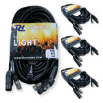 4x PD Connex CX13-15 Combi Locking Power TR and 5-Pin DMX Cable – 15m