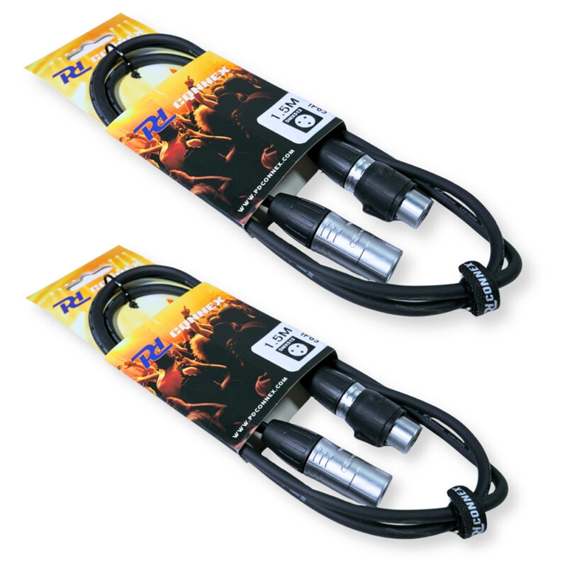 2x PD Connex CX104-1 Outdoor IP65 3-Pin DMX Lighting Cable – 1.5m