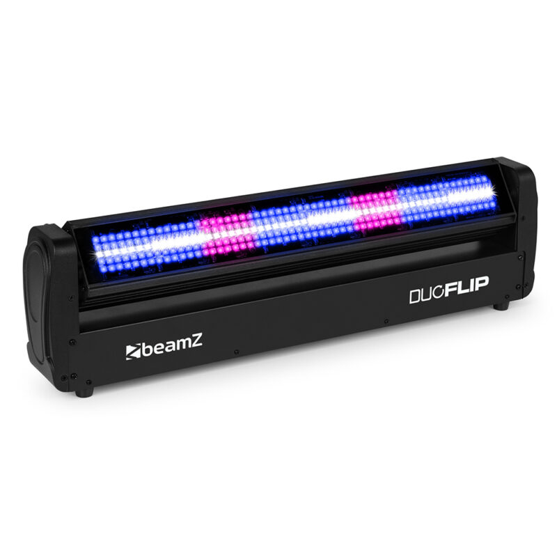 2x BeamZ DuoFlip Dual Sided Moving Light Bars – Strobe Blinder & Wash