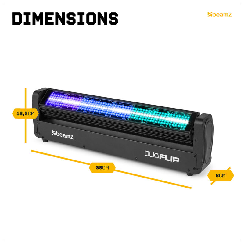BeamZ DuoFlip Dual Sided Moving Light Bar – Strobe Blinder & LED Beams