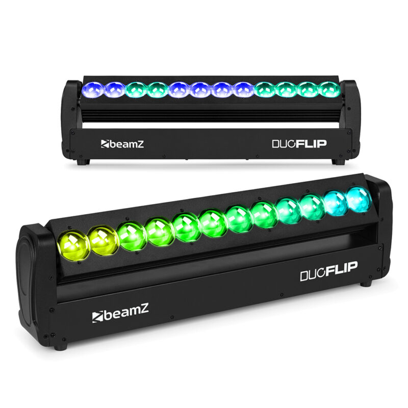 2x BeamZ DuoFlip Dual Sided Moving Light Bars – Strobe Blinder & Wash 2x BeamZ DuoFlip Dual Sided Moving Light Bars – Strobe Blinder & Wash